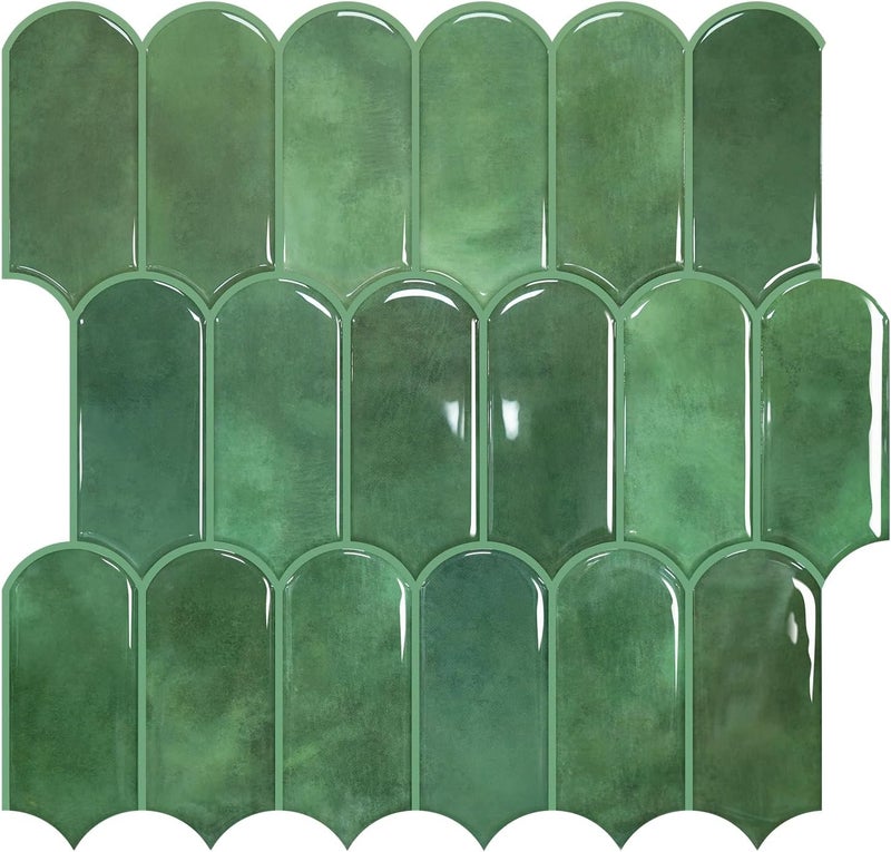 Vamos Tile Upgraded Thicker Design Peel and Stick Backsplash Tile, 1-Sheet Green Self Adhesive Vinyl Wall Tiles, Stick on Backsplash for Kitchen, Bathroom,RV (Thicker Design) - Image 1